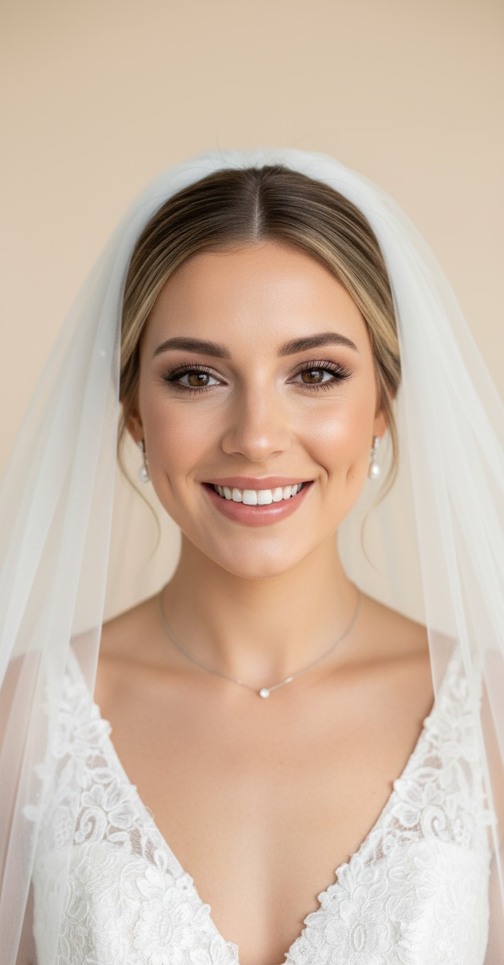 After Wedding Veil With Updo